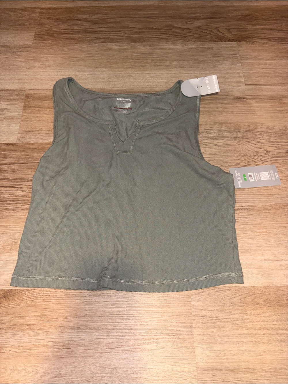 Essentials Olive Green Ribbed Tank Top